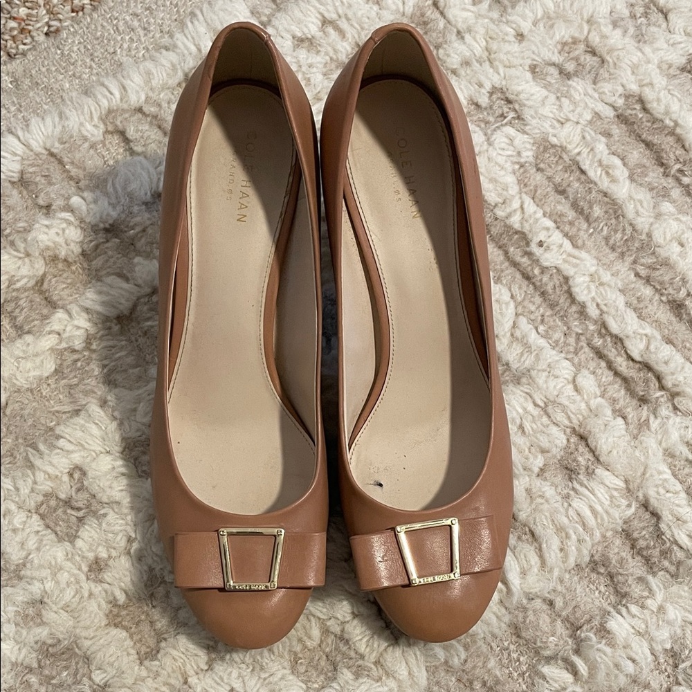 Cole Haan Tali Bow Pump with Gold Buckle